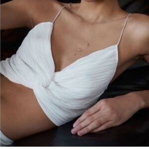 Zara White Knot Detail Crop Top Size M